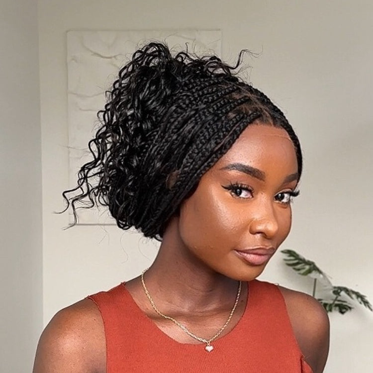 Elle Vane Full Lace Knotless Boho Curls Braided Invisi Drawstring Wig