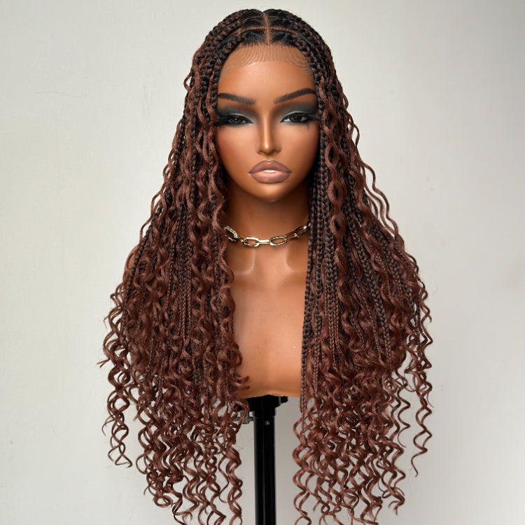 Elle Vane Full Lace Knotless Boho Curls Braided Invisi Drawstring Wig
