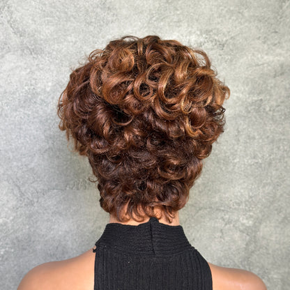 Elle Vane Full Lace Curly Finger Wave Short Glueless Wig