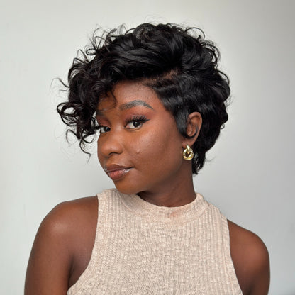 Elle Vane Full Lace Curly Finger Wave Short Glueless Wig