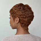 Full Lace Pixie Cut Wig 180% Density Straight Human Hair Black & Honey Blonde