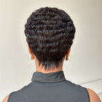 Full Lace Pixie Cut Wig 180% Density Straight Human Hair Black & Honey Blonde