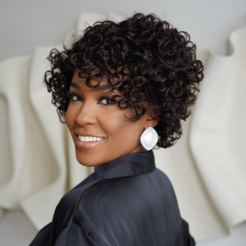 Put On & Go Salt And Pepper Pixie Cut Curly Wig
