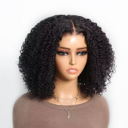 Put On & Go Wig Kinky Curly Short Bob Wig 5×5 HD Lace Glueless Wig