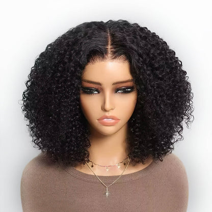 Put On & Go Wig Kinky Curly Short Bob Wig 5×5 HD Lace Glueless Wig