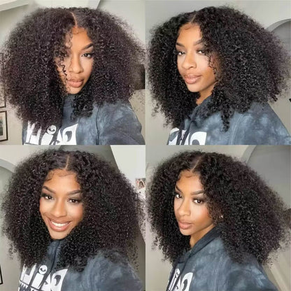 Put On & Go Wig Kinky Curly Short Bob Wig 5×5 HD Lace Glueless Wig