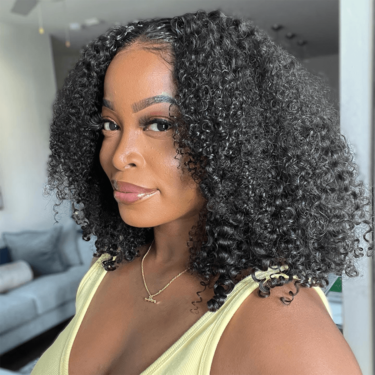 Put On & Go Wig Kinky Curly Short Bob Wig 5×5 HD Lace Glueless Wig