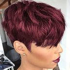 Layered Pixie Cut Bob Wig With Bangs 180% Density Glueless Human Hair