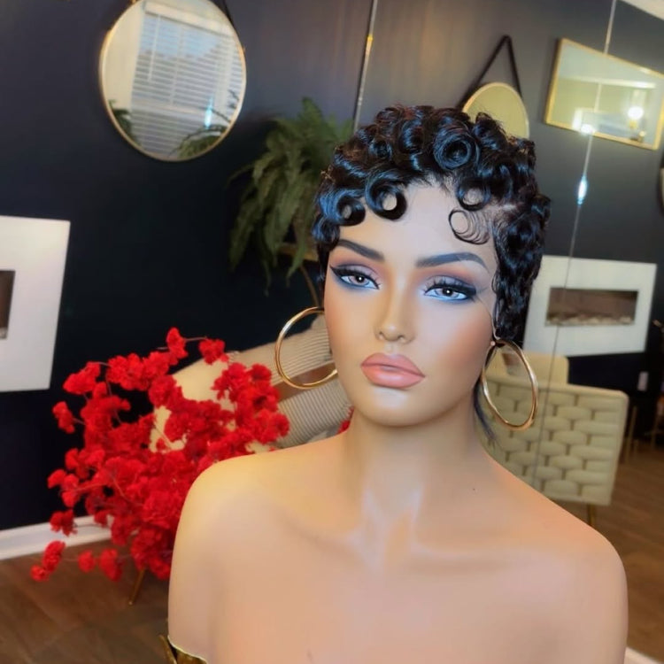Elle Vane Short Pixie Finger Wave Full Lace Wig