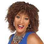 Put On & Go Curly Honey Brown Bob No Lace Human Hair Wig