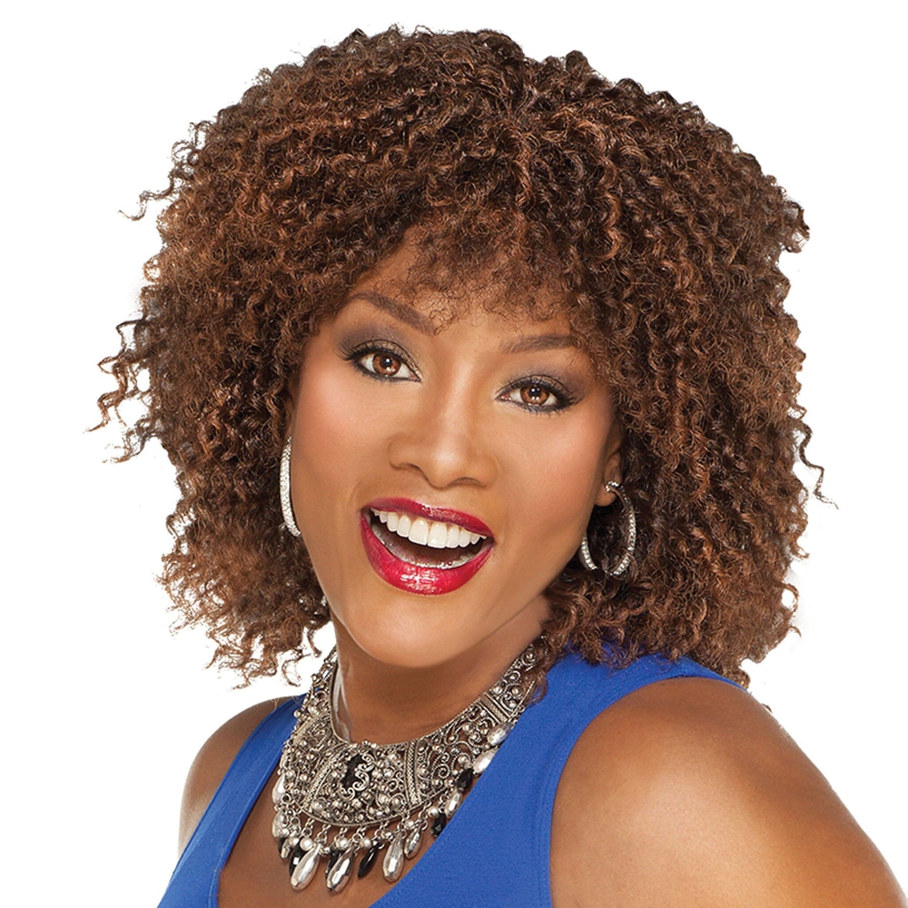 Put On & Go Curly Honey Brown Bob No Lace Human Hair Wig