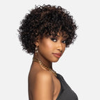 Put On & Go Copper Blonde Highlight Bob Curly Human Hair Wig