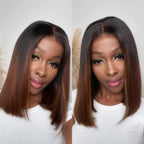 Elle Vane Gradient Brown Straight 5x5 Lace Bob Wig