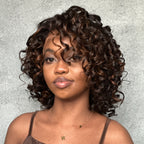 Elle Vane Brown highlight Loose Curly 13x4 Lace Wig
