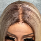 Short Ombre Light Blonde Silky Bob 13x4 Lace Front Wig