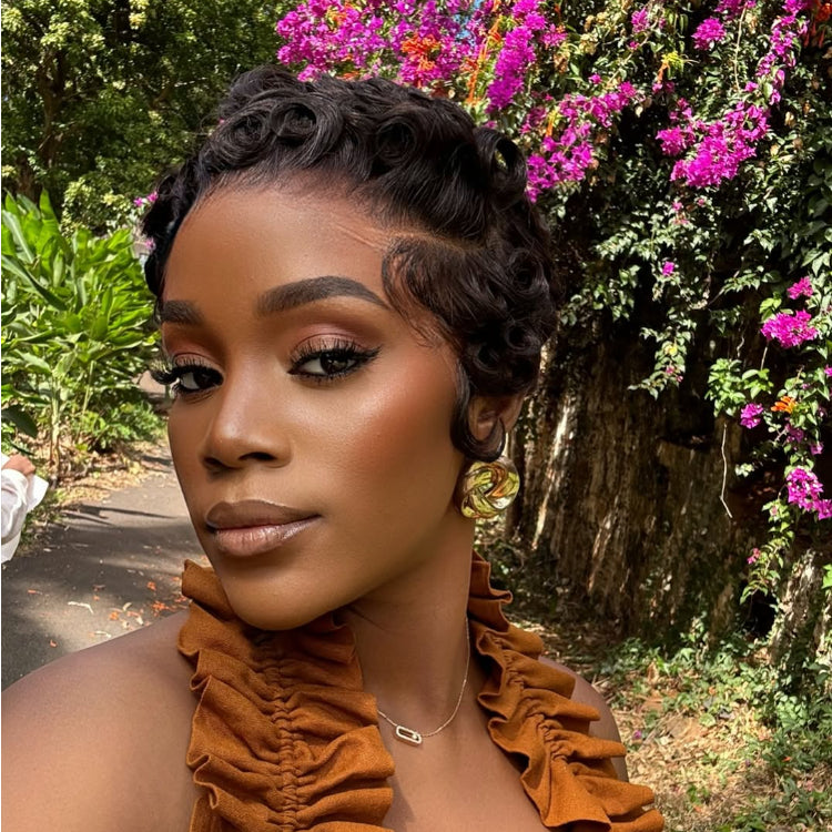 Elle Vane Finger Wave Short Pixie Human Hair Wig