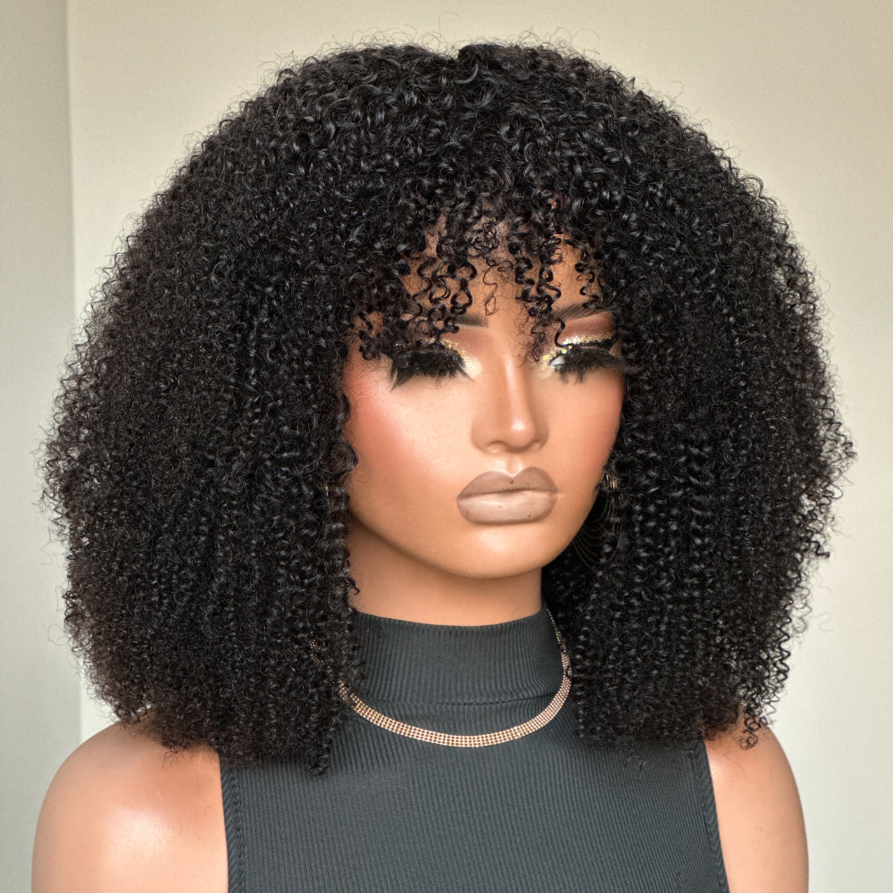 Glueless thinning bangs Curly Wig