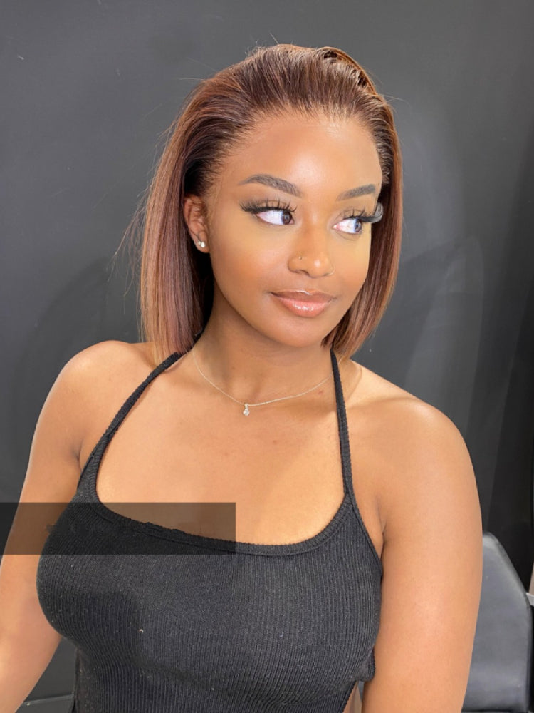 Elle Vane Gradient Brown Straight Bob 13x4 Lace Front Human Hair Wig