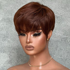 Put On & Go Brown Short Pixie Cut Wig With Bangs