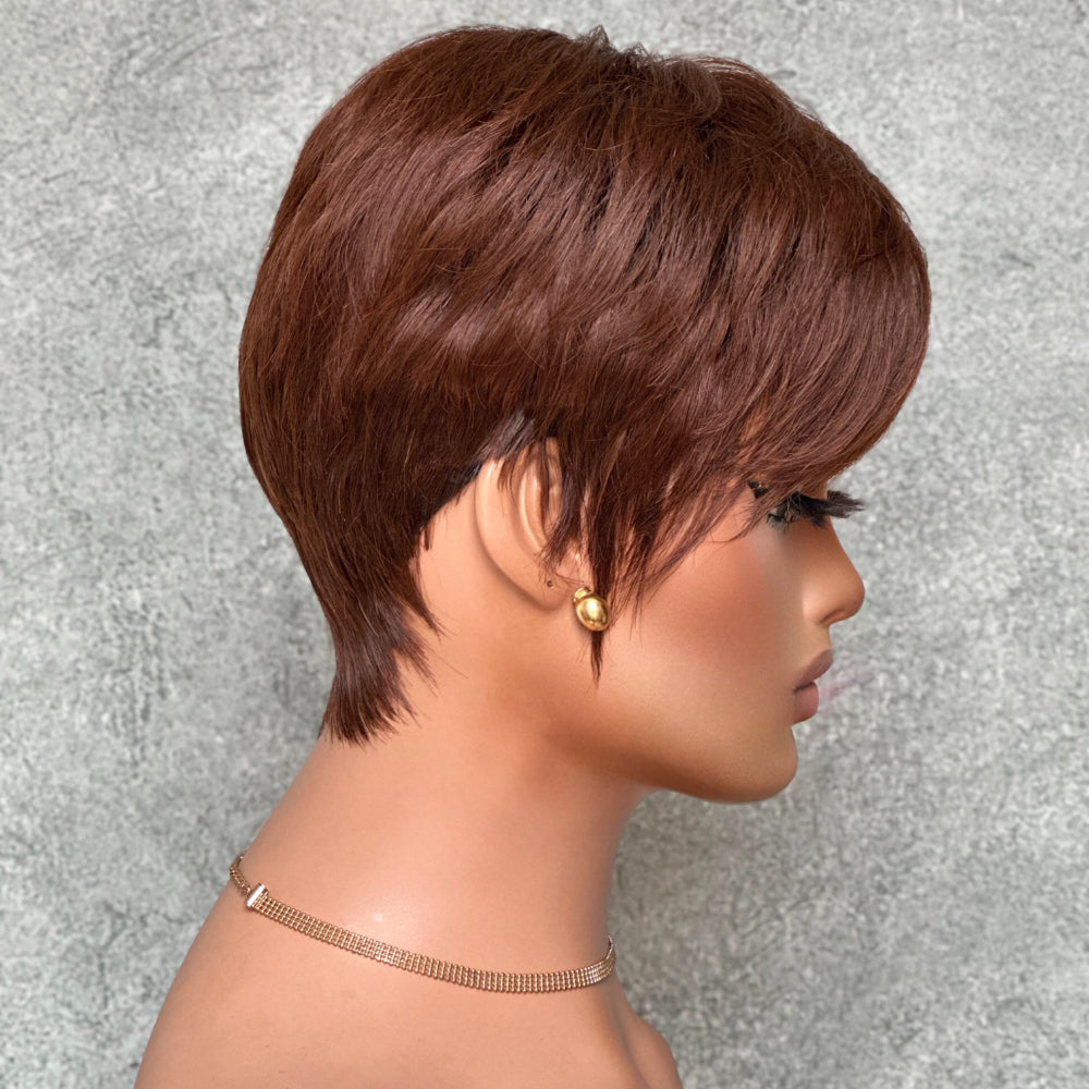 Put On & Go Brown Short Pixie Cut Wig With Bangs