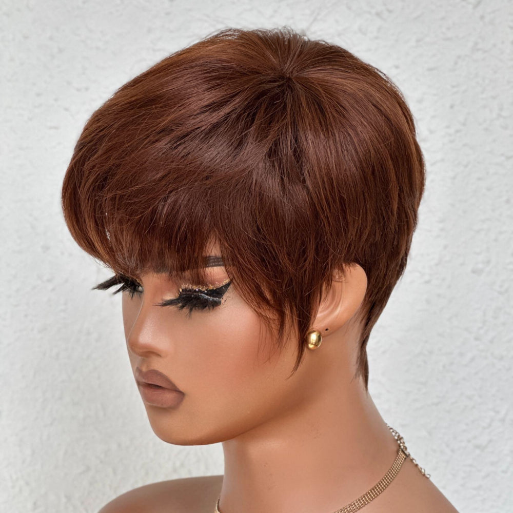Put On & Go Brown Short Pixie Cut Wig With Bangs