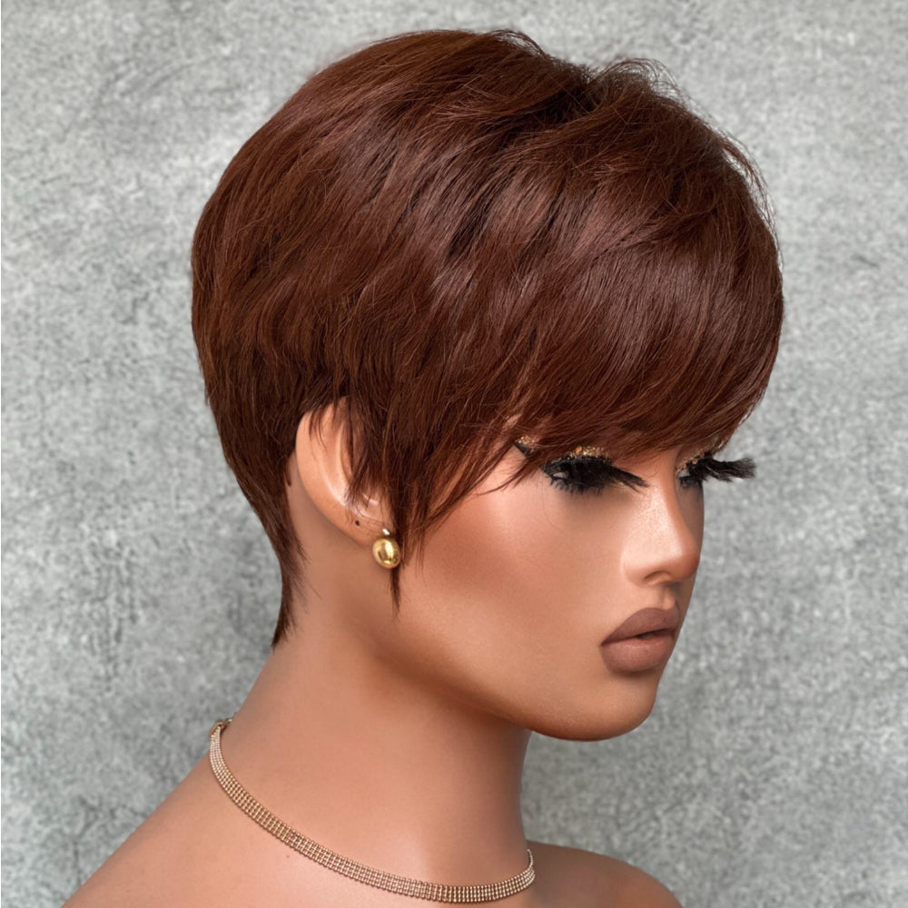 Pixie Cut Glueless Human Hair Wig With Bangs