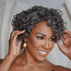 Put On & Go Salt And Pepper Pixie Cut Curly Wig