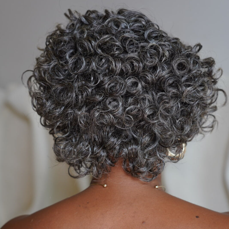 Put On & Go Salt And Pepper Pixie Cut Curly Wig