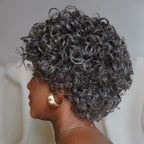 Put On & Go Salt And Pepper Pixie Cut Curly Wig