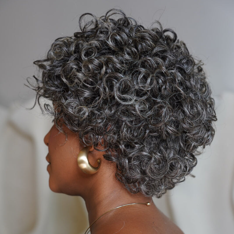Put On & Go Salt And Pepper Pixie Cut Curly Wig