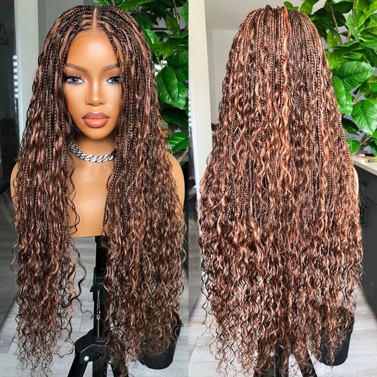 Elle Vane Full Lace Knotless Boho Curls Braided Invisi Drawstring Wig