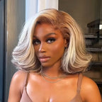 Elle Vane Ombre 613 Blonde Wave Bob With Dark Root Balayage 13x4 Lace Front Wig