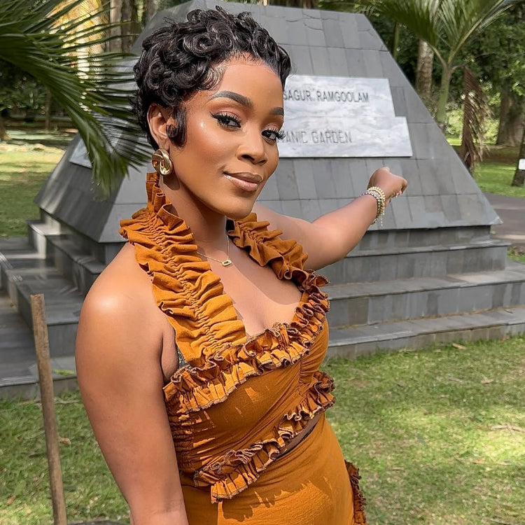 Elle Vane Finger Wave Short Pixie Human Hair Wig