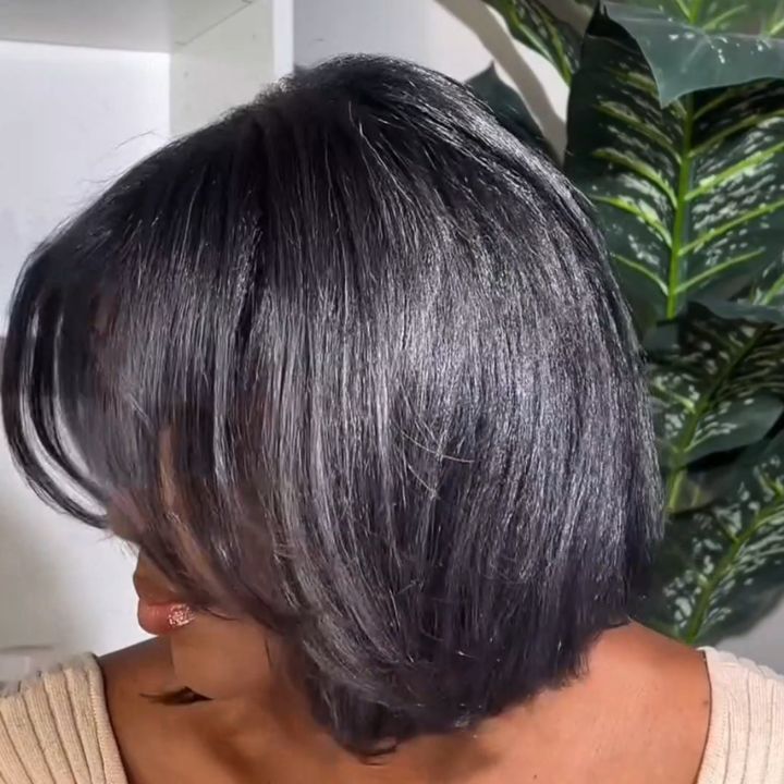 Elle Vane Layer Cut Short Straight Bob 13x4 Lace Frontal Wig