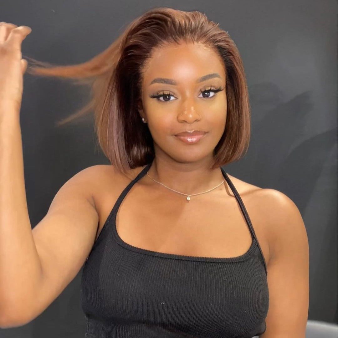 Elle Vane Gradient Brown Straight Bob 13x4 Lace Front Wig