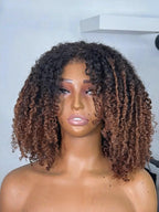 Ombre Brown Burmese Kinky Afro Curly Kinky Edges Wig