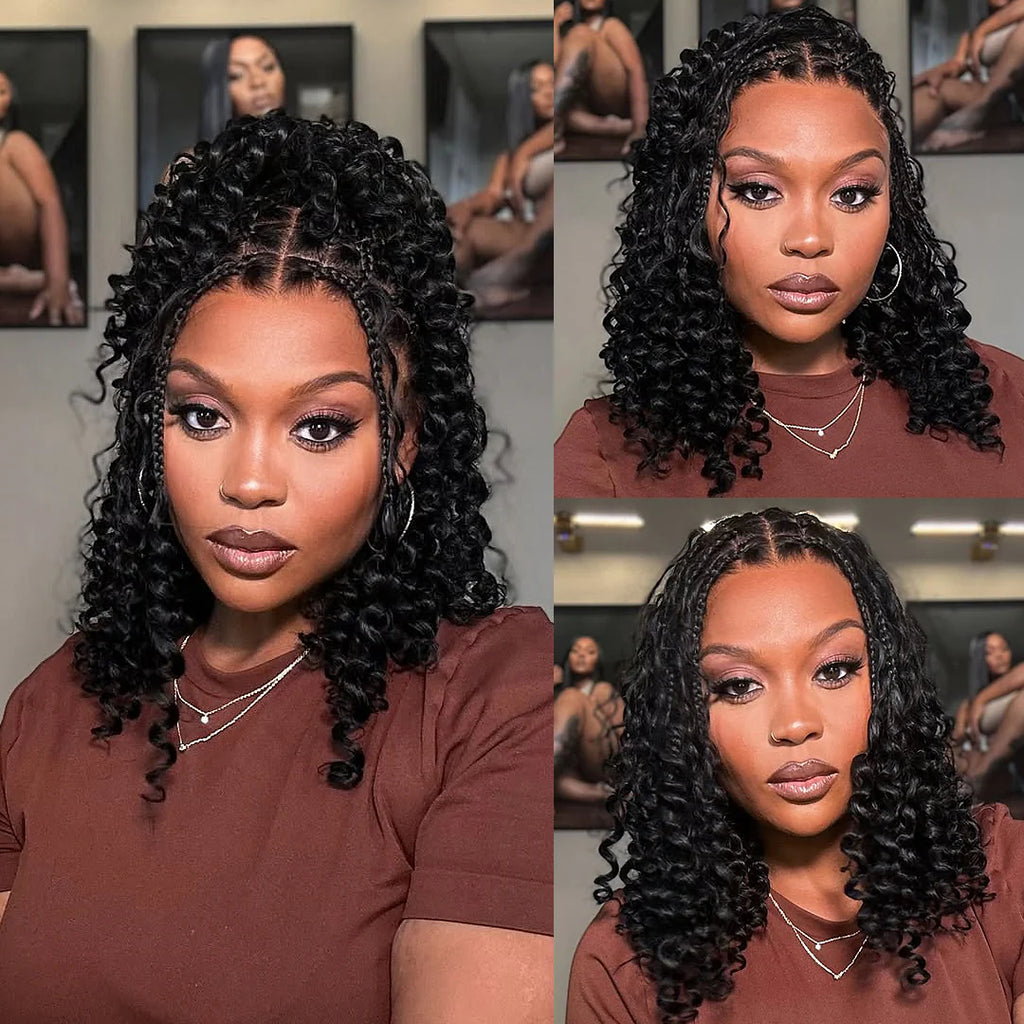 Elle Vane Full Lace Knotless Bohemian Braided Curls Invisi Drawstring HD lace Wig