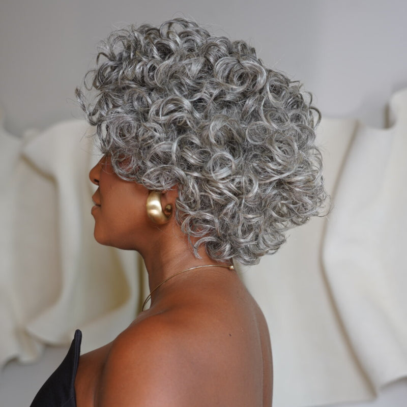 Put On & Go Salt And Pepper Pixie Cut Curly Wig