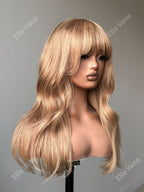Elle Vane Glueless 613 Blonde Silky Straight Human Hair Wig With Bang