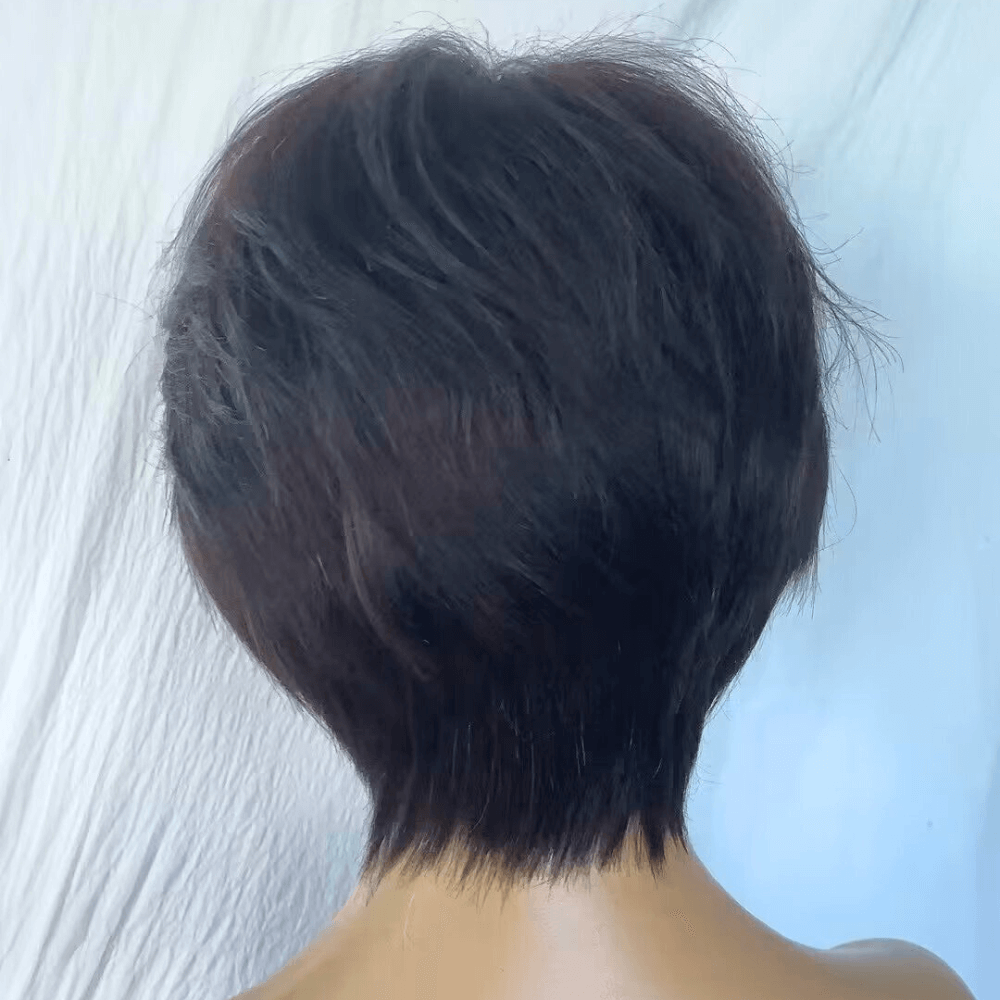 Pixie Cut Wig with Bangs no Lace Front 100% Human Hair