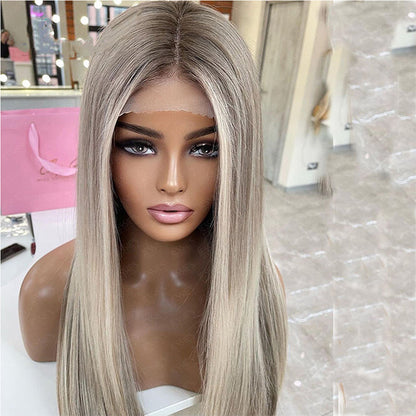 Balayage Highlight Brown Mix Blonde 613 Straight 13x4 Lace Front Wig