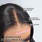 Elle Vane Natural Wavy Curtain Bangs Human Hair Lace Wig