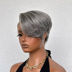 Elle Vane Ash Grey Short Pixie Cut 13x4 Lace Front Wig