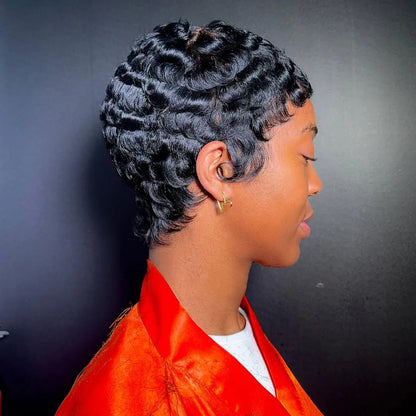 Elle Vane Glueless Full Lace Wave Short Pixie Cut Wig