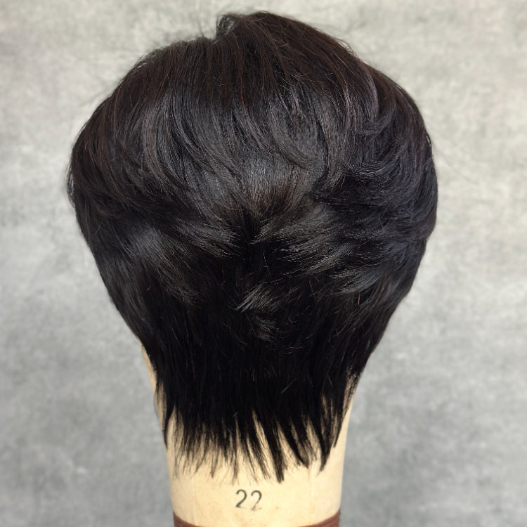 Elle Vane Put On & Go Glueless Black Side Bangs Pixie Cut Wig
