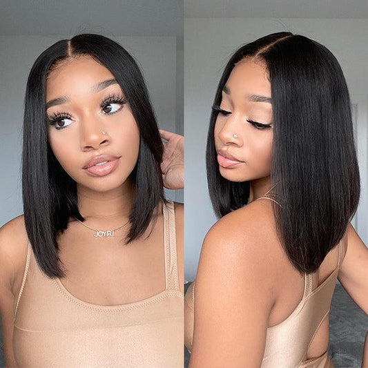 Beginner Friendly Glueless Silky Blunt Cut 5x5 Closure Bob Wig