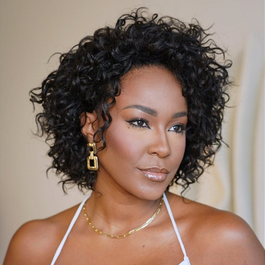 Elle Vane Put On & Go Short Pixie Cut Curly Bob Wig
