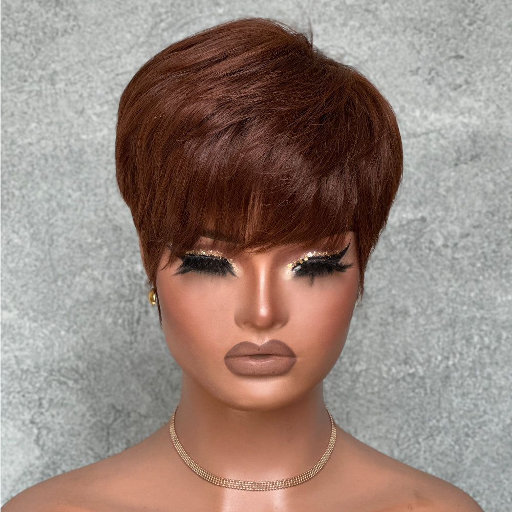 Pixie Cut Glueless Human Hair Wig With Bangs