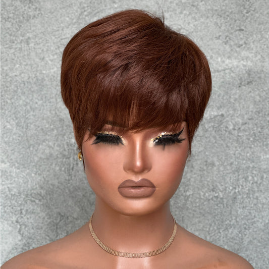 Put On & Go Brown Short Pixie Cut Wig With Bangs