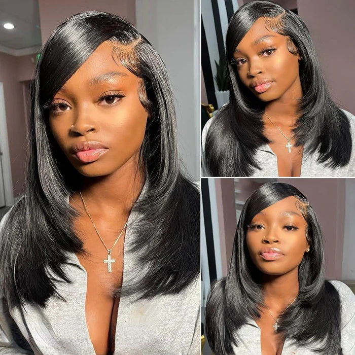 Glueless Layered Cut Reddish Brown 5x5/13x4 Lace Front Wig Stylish Layered Straight Wigs